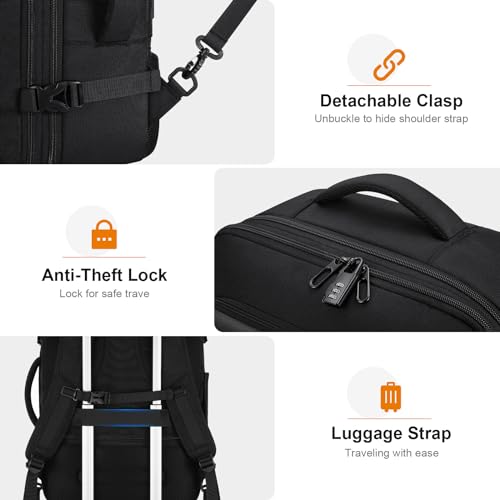 Bagsure Travel Backpack Carry On Backpack 42L Flight Approved, Expandable Laptop Backpack with Packing Cubes & Shoe Pocke...