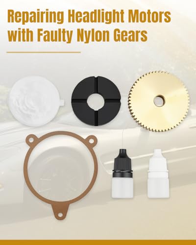 Quaneguzy Headlight Bronze Gear Fix for Headlight Motor with Failed Nylon Gear, Fit for Chevrolet Corvette C51997–2004-2PCS