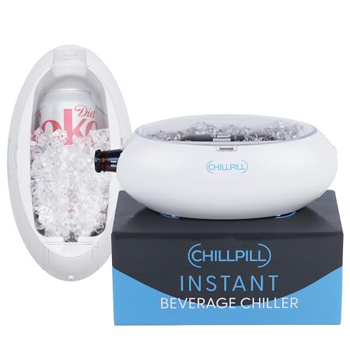 Instant Drink Chiller - Rapid Beverage Chiller for Cans 12 oz or 16 oz & Glass Bottles - Portable Instant Beverage Cooler...
