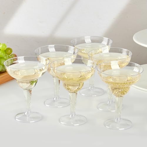 Kucoele 24 Pack Plastic Margarita Glasses, 12oz Disposable Cocktail Glasses Clear Party Cups for Wine, Champagne, Martini