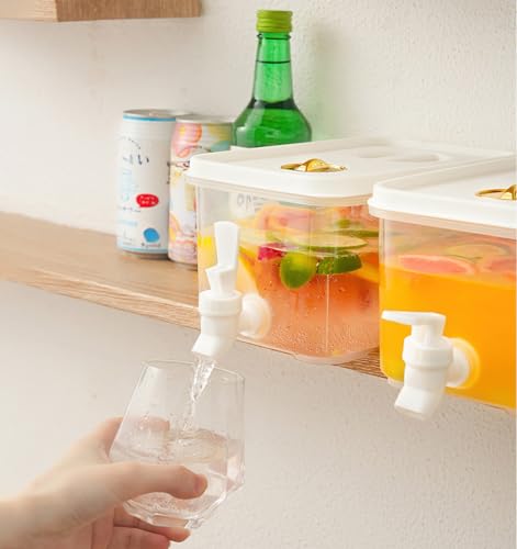 1 Gallon Beverage Drink Dispenser for Fridge, Plastic Beverage Dispenser with Spigot，Juice Container Sealed with Filter Sc...