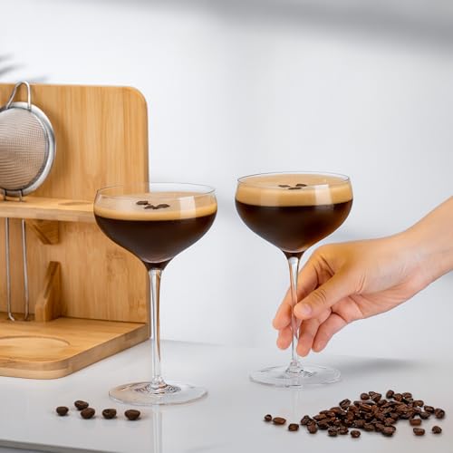 USEERIL Espresso Martini Kit Gifts Set with 2 Glasses,Mixology Bartender Kit,Cocktail Shaker Set with Bamboo Stand for Dri...