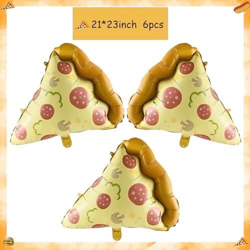 6Pcs Pizza Balloons 23" Pizza Slice Shaped Mylar Balloons Pizza Slice Foil Party Balloons for Pizza Theme Party, Pizza Bir...