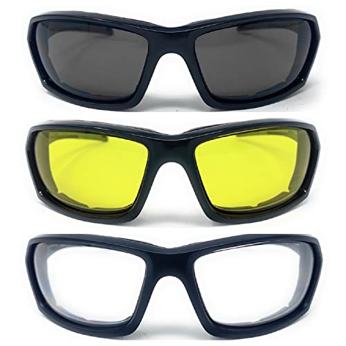 The Biker Motorcycle Padded Glasses Shades, Outdoor Sports Wrap Around Sunglasses