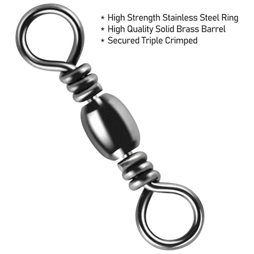 Alwonder 100-Pack Fishing Barrel Swivels, High Strength Stainless Solid Ring Brass Barrel Swivel with Black Nickel Coatin...