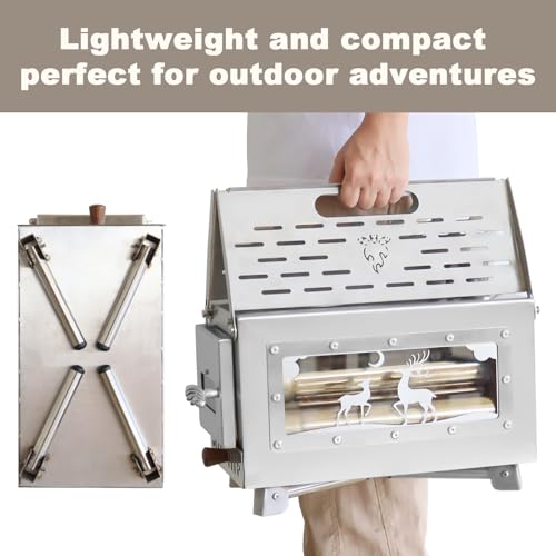 Outdoor Camping Tent Stove Portable Camping Stove Stainless Steel Stove With Chimney Pipe for Outdoor Cooking Camping BBQ ...