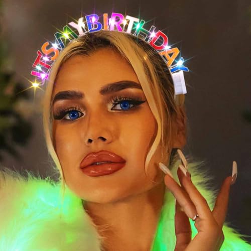 DRESBE Light Up Birthday Headband LED Its My Birthday Headbands Glow Party Hair Accessories for Women (Colorful)