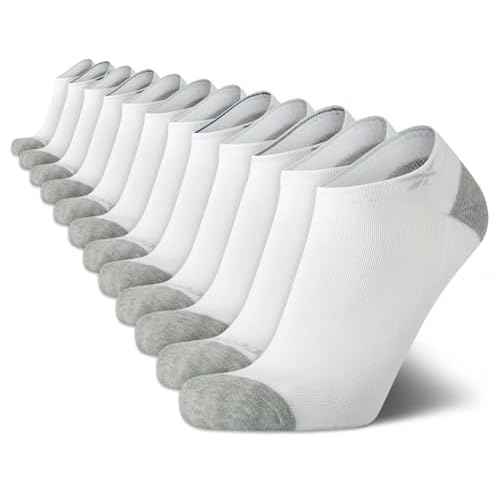 Reebok Men's Low Cut Socks - 12 Pack Performance Cushion Comfort No Show Socks - Breathable Athletic Socks for Men (6-12.5)