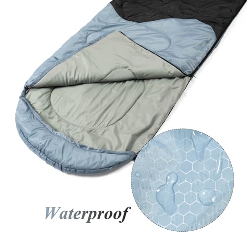 Sleeping Bag - 3 Seasons for Adults Kids Boys Girls Camping Hiking - Warm Cold Weather Lightweight Portable with Compressi...