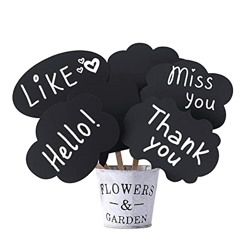 10pcs Blank Photo Booth Props, Mini Photo Booth Blank Signs, Tvorvik Writable Chalkboard Props with Chalk and Sticks, Blac...