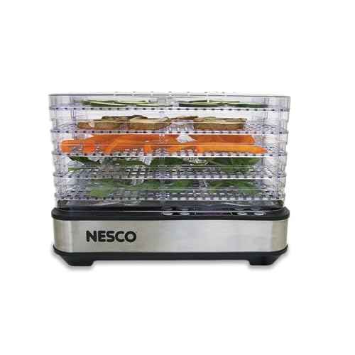 NESCO FD-5TC Snackmaster Food Dehydrator ? 5 BPA-Free Trays, Adjustable Temp Control, Compact Design for Jerky, Fruit, Herbs, Pet Treats, 420W
