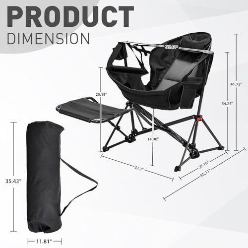 outdoor basic Adjustable Camping Folding Chair with Footrest - Portable Zero Gravity Lounge Chair for Beach, Lawn, Picnic,...