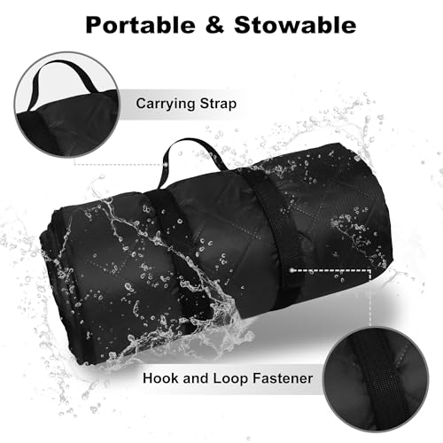 Waterproof Outdoor Blanket Packable, Stadium Blankets for Camping with Sherpa Fleece Lining, Large Windproof Emergency Thr...