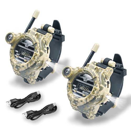 cxjoigxi Walkie Talkies for Kids Rechargeable, Spy Watch Army Toys, 7 in 1 Walkie Talkie Watches with Flashlight, Two-Way ...