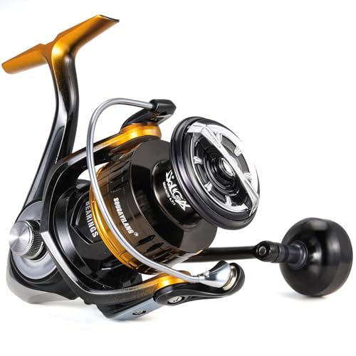 Sougayilang Spinning Reel,5.0:1/4.7:1 Gear Ratio Fishing Reel,Stainless Steel Ball Bearings,Audible Click Alarm,CNC Alumin...