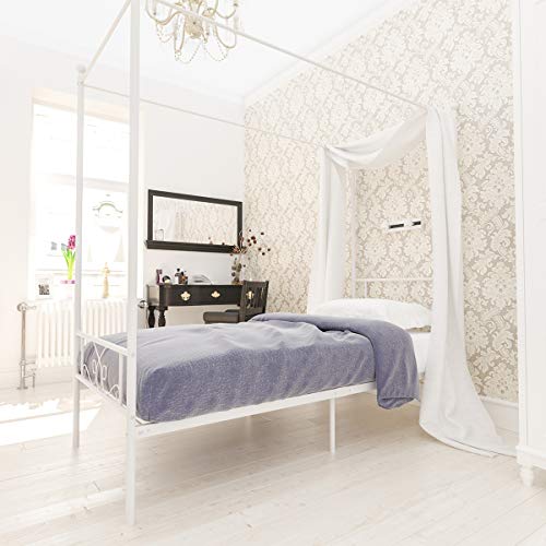 Weehom Twin Canopy Bed Frame with Headboard and Footboard, 4 Posters Metal Bed Frame, No Box Spring Needed, Mattress Found...