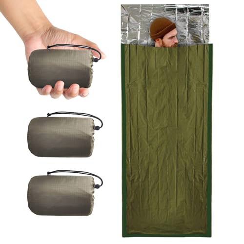 Emergency Sleeping Bag Survival Bag 3 Pack | Thermal Waterproof Mylar Bivy Sack for Adults | Portable Emergency Sleeping B...