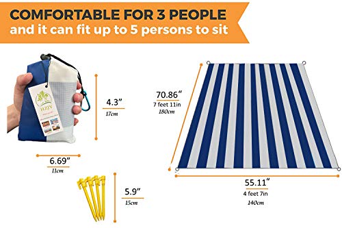 HZJOYUE Outdoor Blanket (71" x 55") -Compact, Lightweight, Sand Proof Pocket Blanket Best Mat for The Beach, Hiking, Trave...