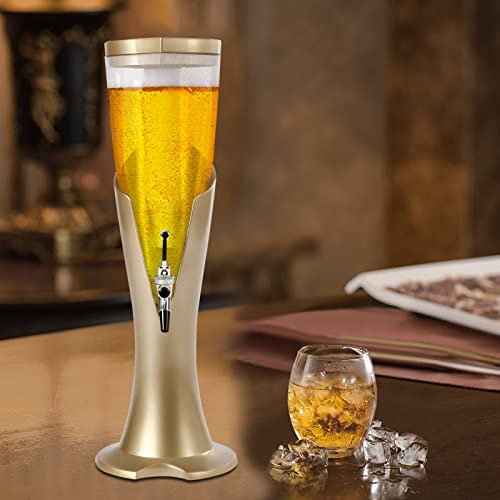 SNKOURIN Beer Tower Beverage Dispenser with Spigot & Ice Tube, 3L/100oz Mimosa Tower Dispenser for Parties Bars, Durable, ...