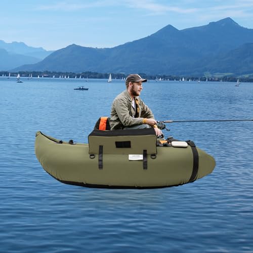 Inflatable Boat, Inflatable Fishing Boat, Portable Boat Raft Kayak with Accessories Pole Holders Cushions Grab Line Outdoo...