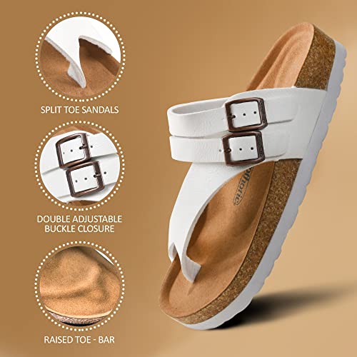 AEROTHOTIC Cute Slides for Women with Arch Support Comfy Adjustable Buckle Split Toe Straps with Cushioned Memory Foam Cor...