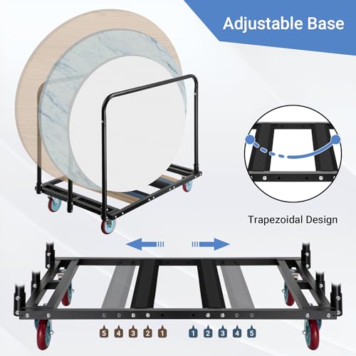Eastrexon Updated Folding Table Cart, 5" Swivel Wheels Heavy Duty Table Dolly, Drywall Dolly Cart w/ 2000 LBS & 10 Table C...