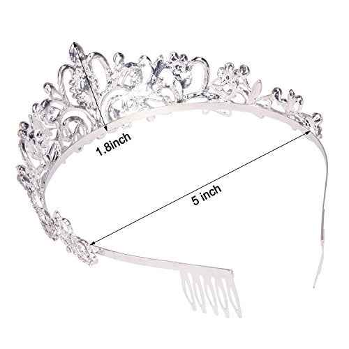 Didder Silver Crystal Tiara Crown Headband Princess Elegant Crown with combs for Women Girls Bridal Wedding Prom Birthday Party
