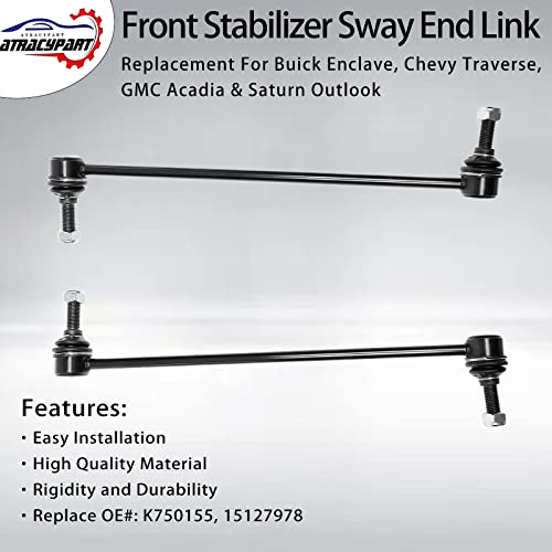 Front Sway Bar Stabilizer Links 2 Pcs｜Replacement For 2007-2017 Buick Enclave, Chevy Traverse, GMC Acadia & Saturn Outloo...