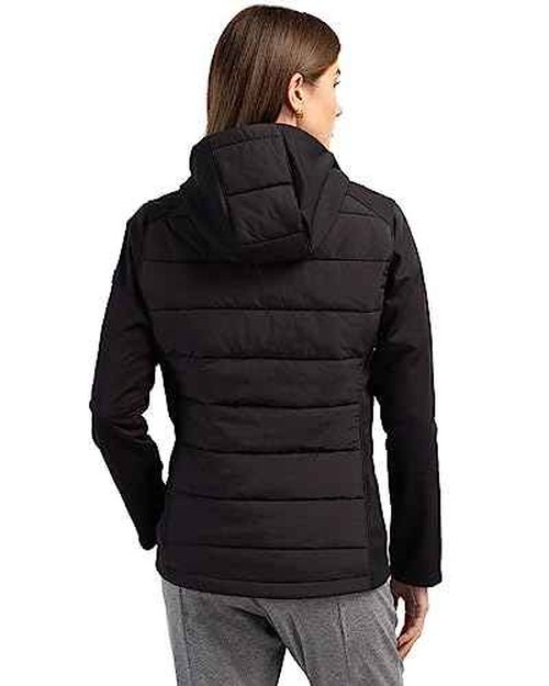 Cutter & Buck Evoke Hybrid Eco Softshell Recycled Full Zip Womens Hooded Jacket, Black, S