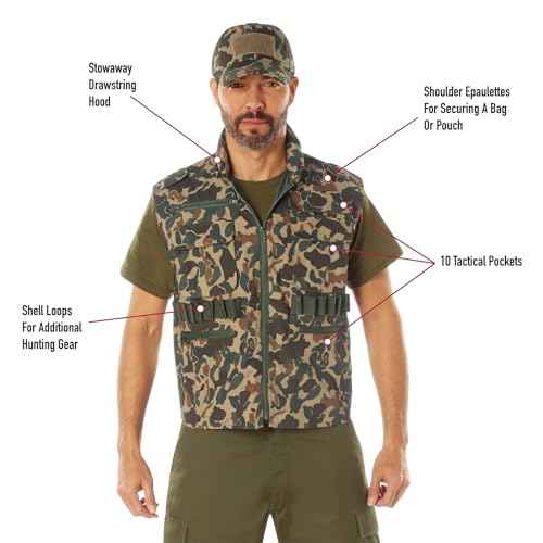 Rothco X Bear Archery Fred Bear Camo Ranger Vest ? Tactical Vest with 10 Utility Pockets - Medium