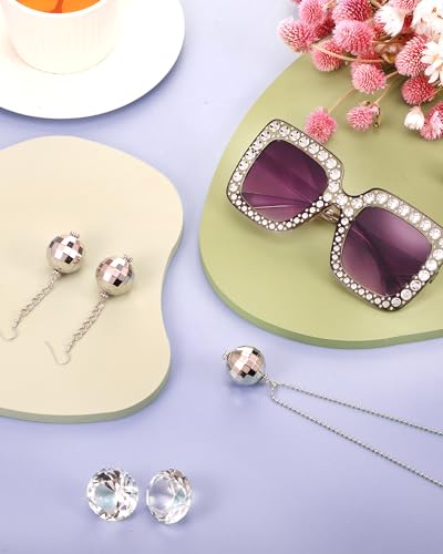 Jexine 70s Women Disco Outfit Costume Disco Party Top Pants Sunglasses Ball Necklace Earring Wig for Halloween New Year Eve