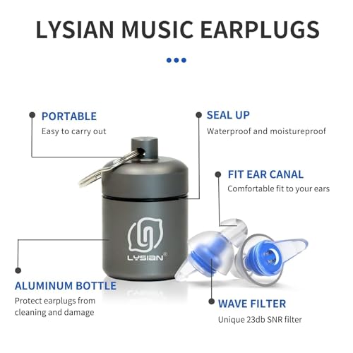LYSIAN High Fidelity Concert Ear Plugs for Music- 2 Pairs Reusable Musicians Earplugs for Noise Cancelling, Concert Festiv...