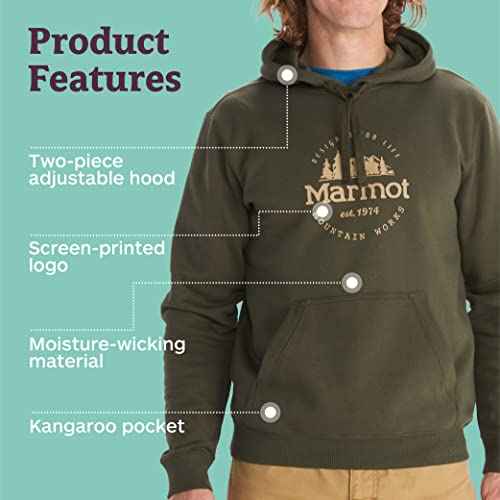 Marmot Men's Culebra Peak Hoody - Hooded Midweight Pullover Fleece Sweatshirt with Screen Printed Graphic and Kangaroo Pocket