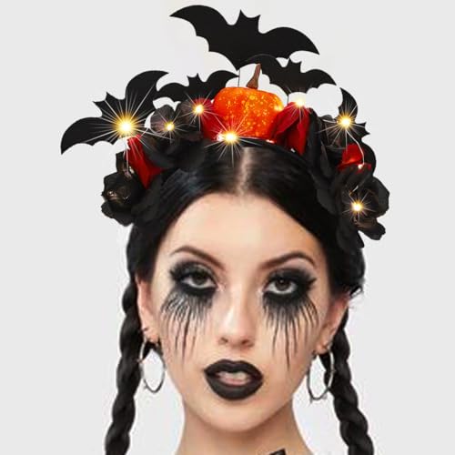 CAKURE Light Up Halloween Headband Led Rose Flower Headbands Hair Accessories for Women