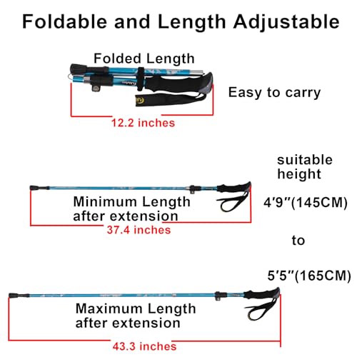 A ALAFEN Lightweight Collapsible Trekking Pole - 7075 Aluminum Adjustable Walking Stick for Hiking & Travel, Foldable Quic...