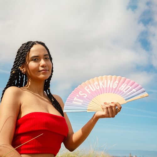 Fisura – Gradient and solid folding fans with messages. Wooden fans for women for weddings, parties and gifts. 16.7 x 9 inch