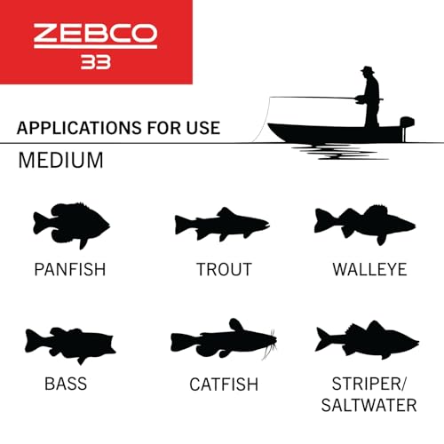 Zebco 33 Spincast Reel and Fishing Rod Combo, 6-Foot 2-Piece Fiberglass Rod with EVA Handle, Quickset Anti-Reverse Fishing...
