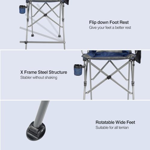 Stonehomy Extra Tall Folding Chairs for Adults 330lbs, Portable Bar Height Foldable Director Chairs for Camping Outside, C...