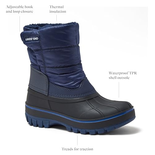 Lands' End Waterproof Kids Snow Boots - Insulated Warm Fleece Lined Winter Boots for Toddlers, Girls & Boys Size 5-10 Todd...