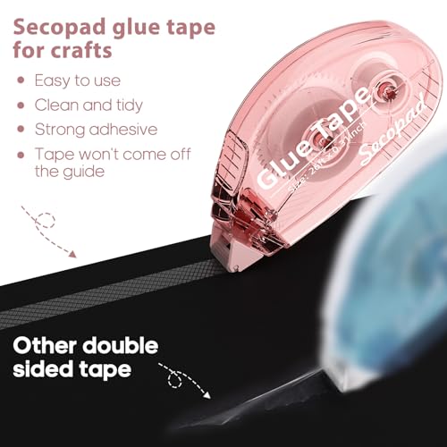 Secopad 12 Pack Scrapbook Tape, Double Sided Tape Roller for Crafts, Adhesive Glue Runner for Scrapbooking Journal Supplie...