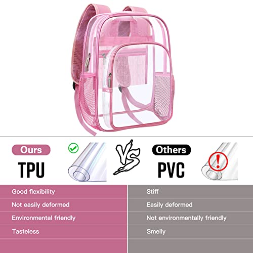 HEEYA Clear Backpack Heavy Duty Transparent Backpack for Security, Sports, Work, Travel, Stadium