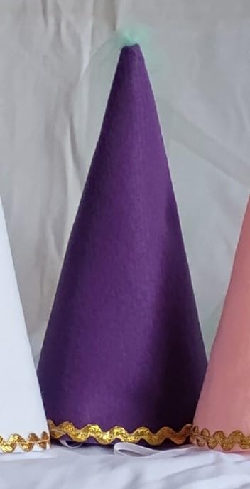 Felt Girls Princess Cone Hat Renaissance Veil Medieval Tulle Dress-up Play Birthday Party Halloween