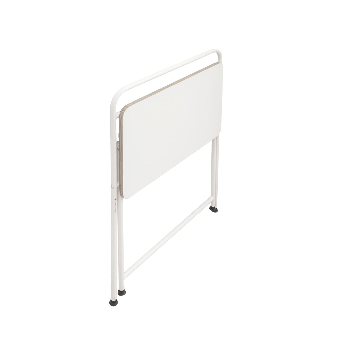 SOFSYS Modern Folding Desk for Small Space, Computer Gaming, Writing, Student and Home Office Organization, Industrial Metal Frame with Premium Desktop Surfaces, White/White