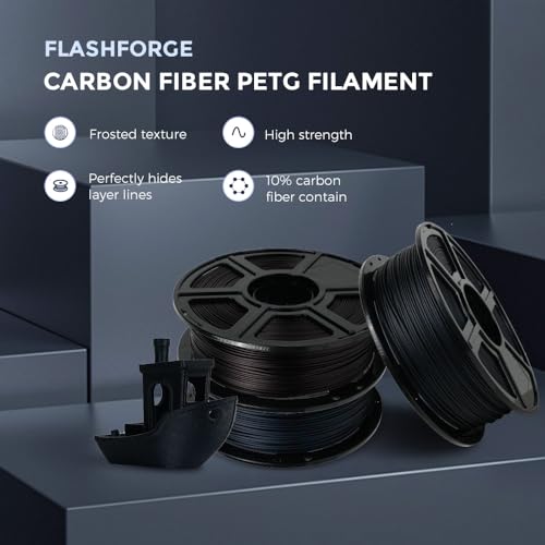 FLASHFORGE Carbon Fiber PETG Filament 1.75mm, Carbon Fiber PETG 3D Printer Filament, 1KG Spool Dimensional Accuracy +/- 0....