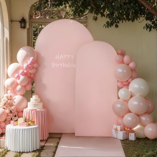 Pink Arch Cover 2 Set - 7.2 and 6ft Pink Arch Backdrop Cover Spandex Wedding Arch Stand Covers for Birthday Party Baby Sho...