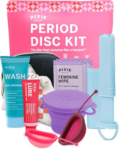 Pixie Menstrual Disc Kit for Feminine Care - Pixie Discs are Designed to Remove Like Tampons - 100% Medical-Grade Silicone...