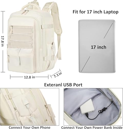 Travel Backpack for Women Men 17 Inch Laptop Backpacks with USB Port Carry on Bag Airline Approved Large College School Bo...
