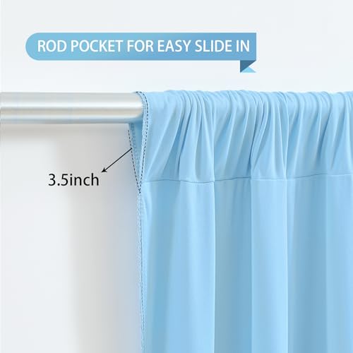 Blue Backdrop Curtains 2 Panels - Wrinkle-Free Light Blue Curtains Polyester Photography Drapes Photo Background for Baby ...