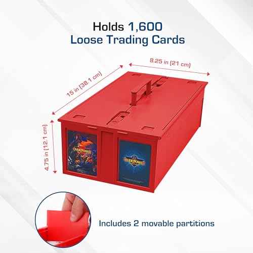 BCW Collectible Card Bin ? (2-Pack, Red) | Holds up to 1600 Cards | Plastic Storage Box for Pok?mon, MTG & Sports Cards