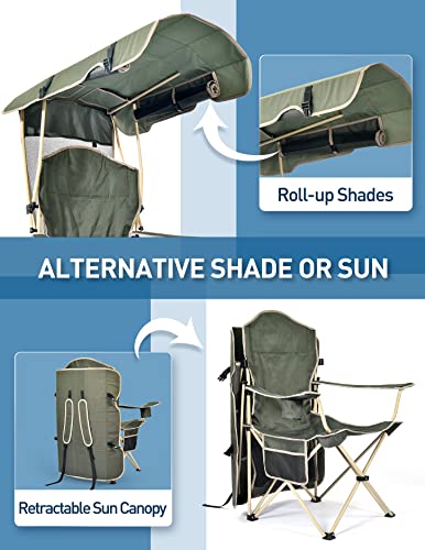 Docusvect Folding Camping Chair with Shade Canopy for Adults, Canopy Chair for Outdoors Sports with Cup Holder, Side Pocke...